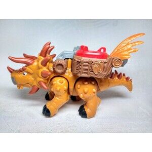 Mattel 2014 Imaginext Caveman Combat Catapult Triceratops Dinosaur EUC
